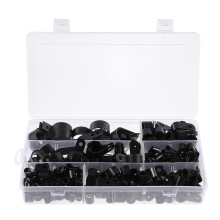 200St Zwarte Nylon Kabelklemmen R-Type Voor Draadmanagement Thuis