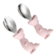 2St Roze Babybestek En Met Duurzame 304 Rvs Handvatten