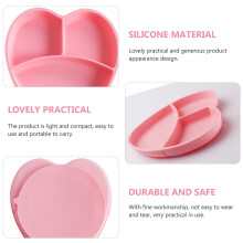 Siliconen Baby Suction Plate Hartvormige Kindertafelservies Roze