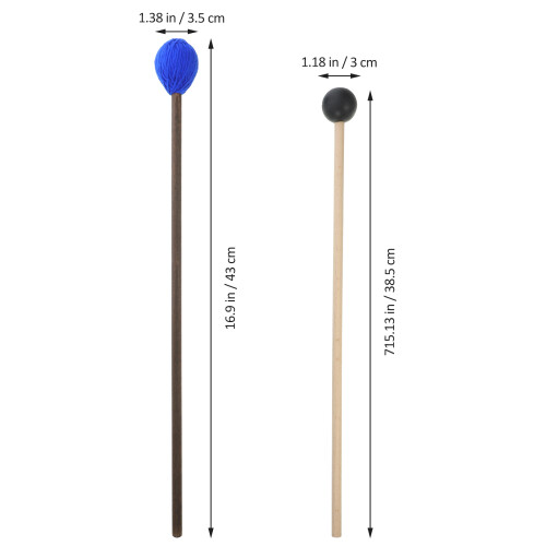 2Paren Paar Stevige Percussion Sticks Met Wol Voor Tongdrum 1