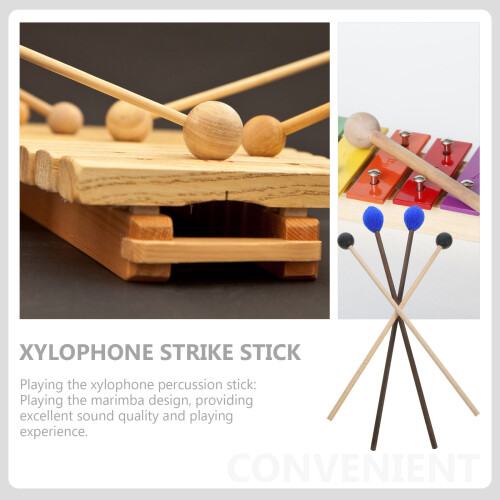 2Paren Paar Stevige Percussion Sticks Met Wol Voor Tongdrum 2