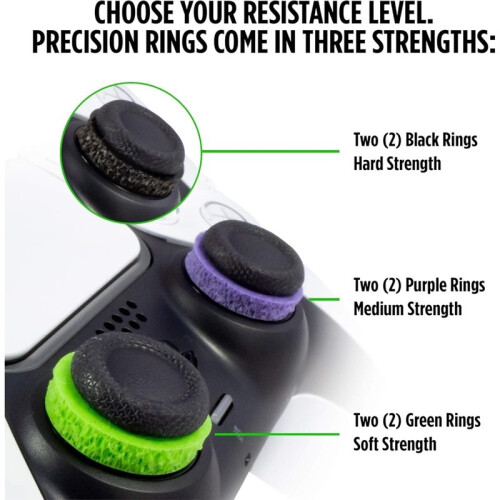 Precision Rings, Aim Assist Motion Control for PS4,PS5,  One, XBX, Pro & Scuf Controller (Black//Green) 2
