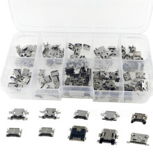 100PCS 10Types Replacement Micro USB Female Sockets Connector Micro USB Port Repair Adapter Set 5Pin Jack Plug Part