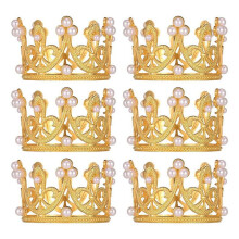 6 StüCk Goldene -Kronen-KuchenaufsäTze, Kleine Kristallperlen-KuchenaufsäTze, Tiara, Kleine Cupcake-Krone für Hochzeit, Geburtstag