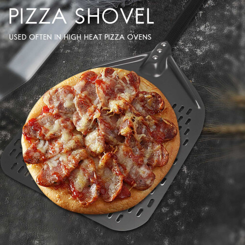 Casca de Pizza Perfurada, Casca de Pizza Retangular de 12 Polegadas Virada Casca de Pizza Pá de Pizza para Assar Pizzas Caseiras 1