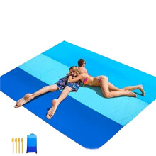 Couverture de Plage Imperméable et Résistante au Sable 79x83" Tapis de Plage Sèche Rapide Compacte et Pliable pour en Famille