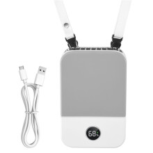 Waist Clip Fan for Shirt, Portable Personal Neck Fan with Display of Remaining Power, for Outdoor Camping(White)