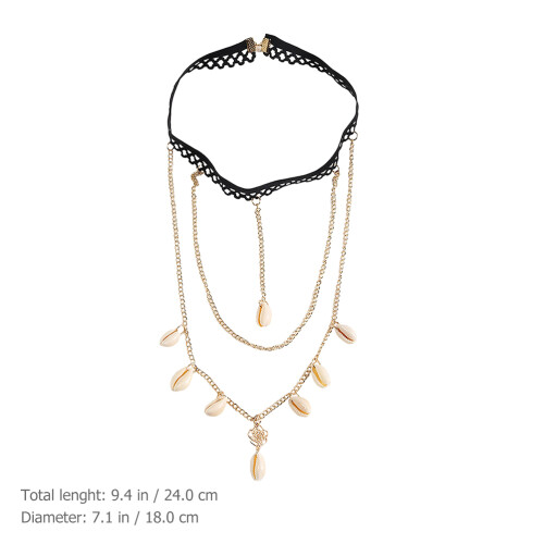 Bohemian Zwarte Shell Body Leg Chain Elastische Beenversiering 1