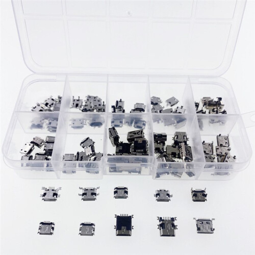 100PCS 10Types Replacement Micro USB Female Sockets Connector Micro USB Port Repair Adapter Set 5Pin Jack Plug Part 2