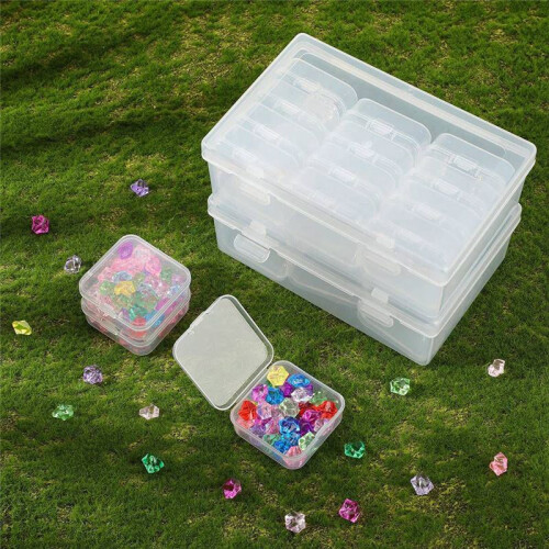 24Pc Small Bead Organizer Plastic Storage Containers Clear Storage Case  Containers with 2Pc Hinged Lid  Cases 2