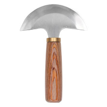 Leather Round Knife for Leathercraft - Wood Handle, Double Edged, Ideal for Cutting, Skiving