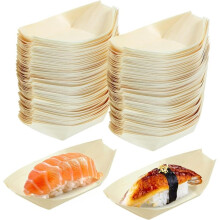 100 Stuks Wegwerp Houten Bootborden, Sushi Boot Schalen, Japanse Snack Schalen, Geschikt voor Familierestaurants