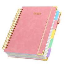 Spiral Notebook Journal with Dividers, 150 Page B5Leather College Ruled Organizer, Large Lined Journal for People