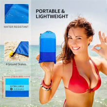 Beach Blanket Waterproof Sandproof 79x83" Large Beach Mat Quick Dry Compact Sand Free Foldable Blanket for Family Travel