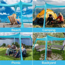 Beach Tent Beach Canopy with Sandbags Ground Pegs & Stability Poles Outdoor Shade Camping Sun Shelter for Camping Trips