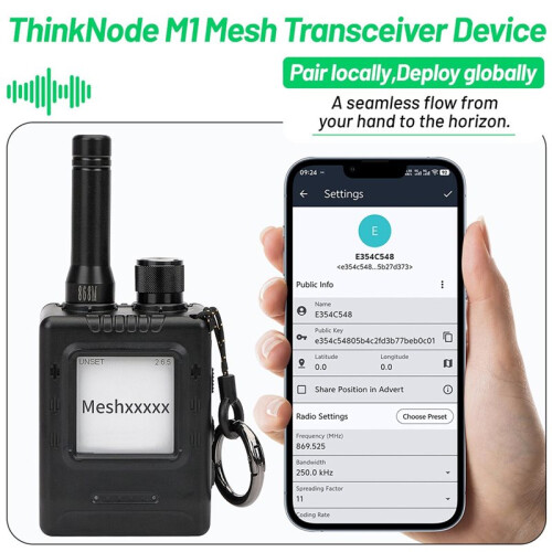 Think Node M1 Meshtastic LoRa Node WiFi L NRF52840 SX1262 with Eink Screen GPS Solar Powered BLE Low Power 915MHz 1