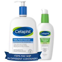 Cetaphil Bundle - Daily Facial Cleanser for Sensitive, Combination to Oily Skin NEW 20 oz and Daily Hydrating Lotion for Face, 3 oz