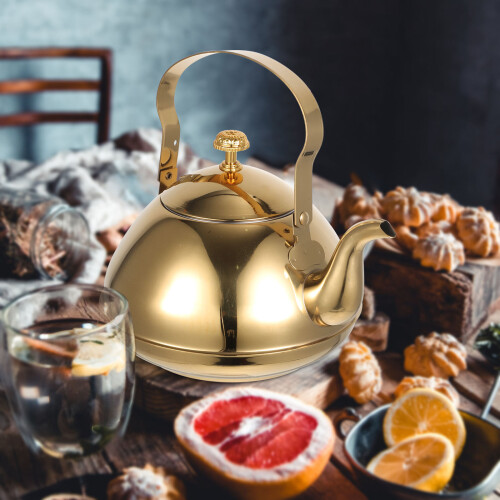 Gouden Rvs Theepot Met Ingebouwde Theefilter 2