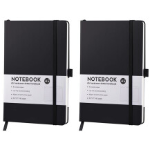 Cuaderno de Tapa Dura A5 con Diario de Cuero PU y Banda Elástica, Adecuado para Oficina, Escuela y Toma de Notas Diaria Negro