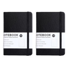 Hardcover A6 Notebook with Elastic Band PU Journal Notebook for Office, School & Daily Note Taking Black