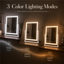 17.3 Inch LED Vanity Makeup Mirror with Lights for Women and Mom, 10X/5X Detachable Magnifiers, 3 Color Modes