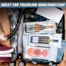 50Pcs Wine Bottle Protector Bags for Travel, Inflatable Air Column Sleeves with Reusable Pump, Safety Shipping