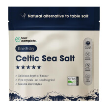 Feel Complete | 200g Fine & Dry Celtic Sea Salt | No Need To Grind | Organic Approved | Essential Minerals & Electrolytes | Natural Alternative To Ta