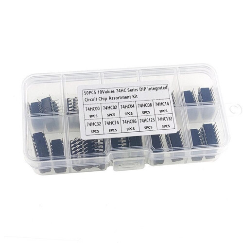 74HC Series IC Assortment 50Pcs 10 Types DIP Integrated Circuit Chips Kit for Electronics Experiment STEM Education