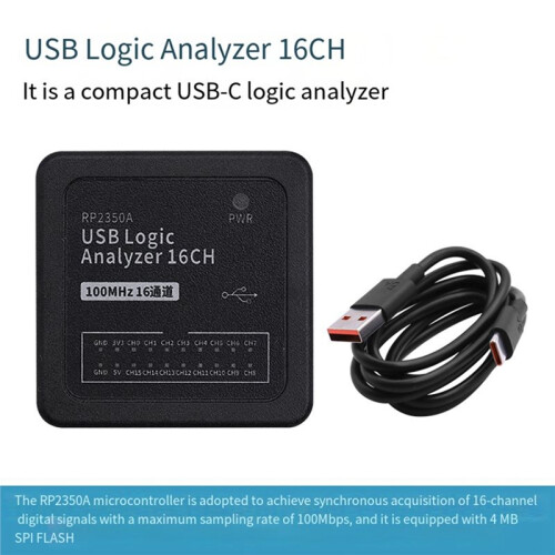 USB Logic Analyzer 16CH USB-C Logic Analyzer RP2350A Microcontroller Digital Signal Synchronous Acquisition 1