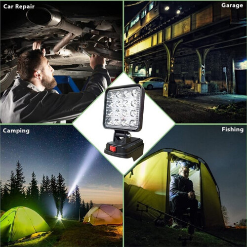 Refletor de Trabalho com 18 LEDs, Ideal para Trabalhos Externos, Pesca e Emergências, Compatível com Baterias de Lítio para . 2