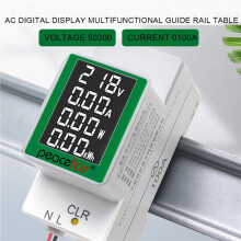 10X Peacefair Din Rail Power Meter Electronic Kwh Meter Wattmeter Multi Digital Ammeter Voltmeter AC 50-300V 100A