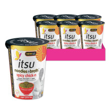 itsu spicy chickn instant noodles & broth pot 64g | Instant Noodles Snack Multipack | Quick-to-Make Snack | Gluten free | Vegan | Pack of 6
