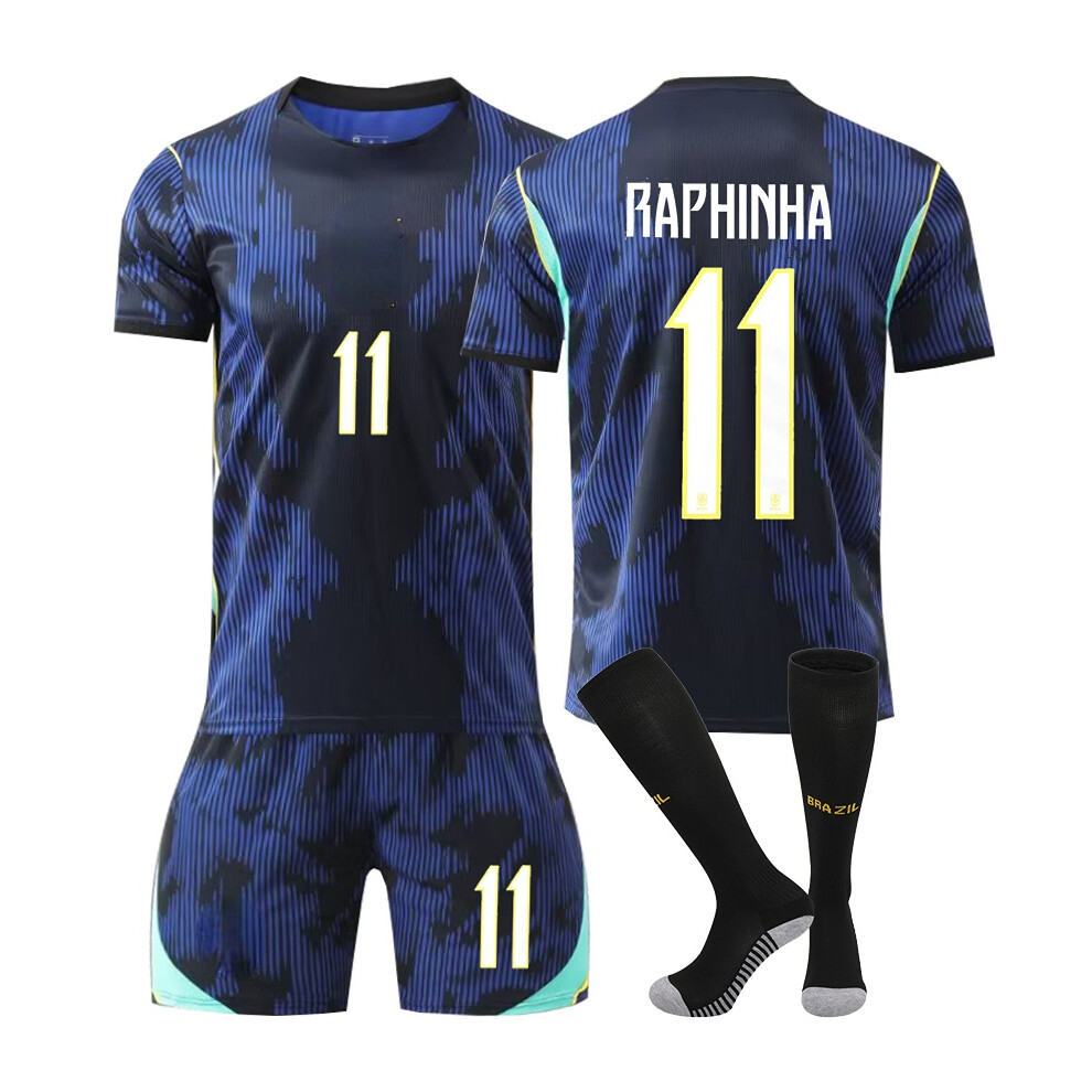 Liyu (28(150-160Cm)) Black Brazil Sport Socks Get Free Print #11 Raphinha Blue T-Shirt & Shorts