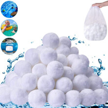 1.1 Lbs Zwembadfilterballen voor Zandfilter, Zwembadvezelfilterballen, Zwembadfiltermedia Ballen voor Zwembad Wit