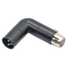 Rotatable Angle Adjustment XLR Adapter L Shaped XLR Connector, 3 Pin Right Angle Plug Male to Female Mic Cable Coupler