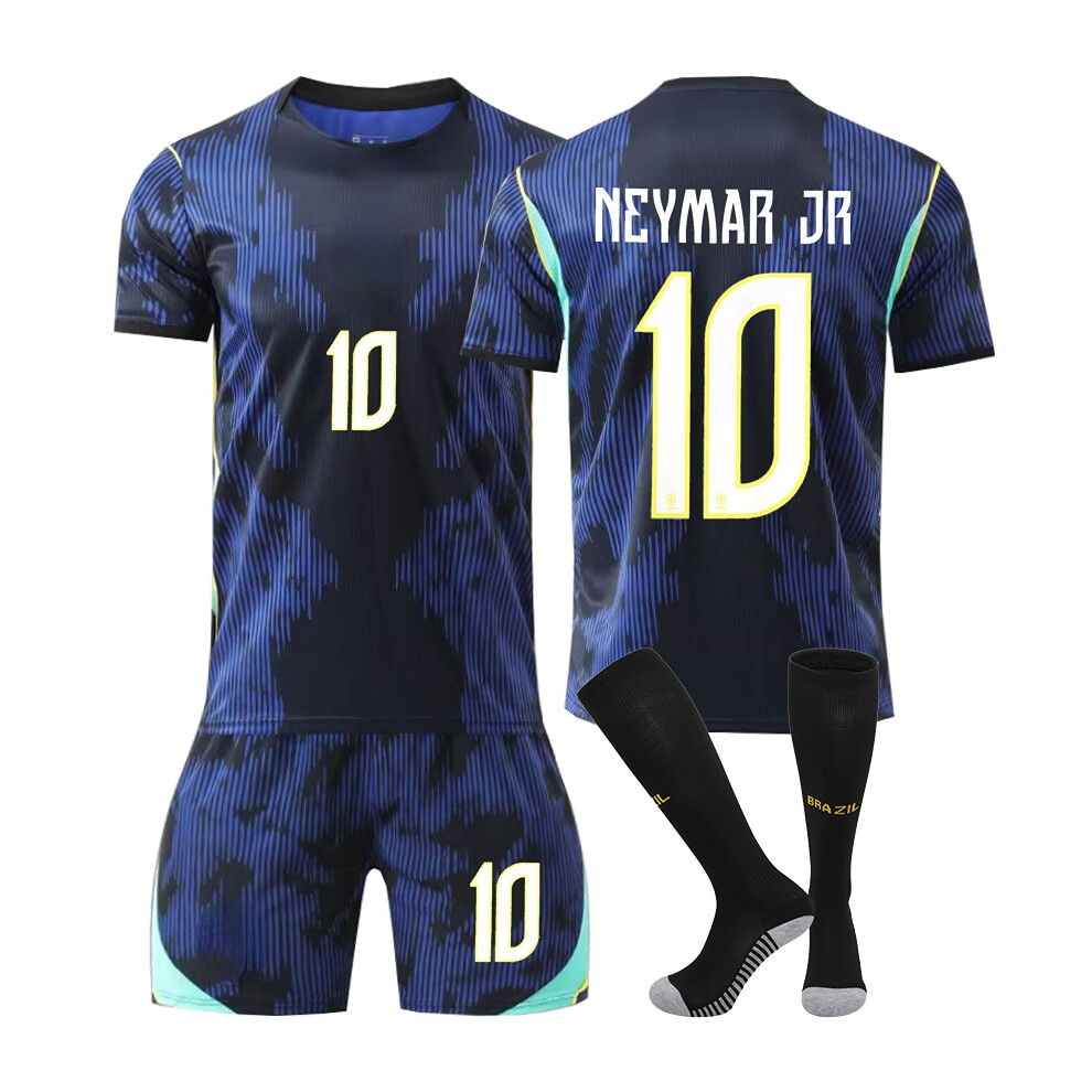 Liyu (26(140-150Cm)) Black Brazil Sport Socks Get Free Print #10 Neymar Jr Blue T-Shirt & Shorts