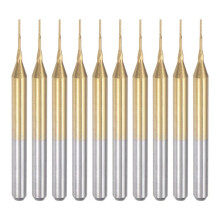 10PCS Titanium Coat Carbide End Mill Engraving Milling Cutter CNC Router Bits for PCB Machine, 1/8 Inch Shank 0.5Mm