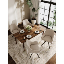 (Beige Fabric, Set of 4) GOEURVANT Swivel Dining Chairs