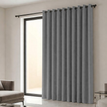 (66x84 in (167x213 cm), Dark Grey)-Single Panel Blackout Eyelet Curtains Pair Luxury Thermal Insulated Ring Top Ready Made Curtains | Free Tieback