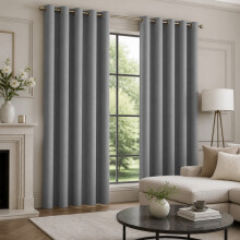 (90x72 in (228x182 cm), Dark Grey) Blackout Eyelet Curtains Pair Luxury Thermal Insulated Ring Top Ready Made Curtains | Free Tieback