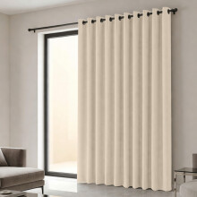 (66x84 in (167x213 cm), Cream)-Single Panel Blackout Eyelet Curtains Pair Luxury Thermal Insulated Ring Top Ready Made Curtains | Free Tieback