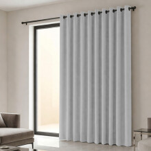 (66x84 in (167x213 cm), Silver/Light Grey) 1 Panel Blackout Eyelet Curtains Pair Luxury Thermal Insulated Ring Top Ready Made Curtains | Free Tieback