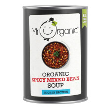 Mr Organic - Spicy Mixed Bean Soup 400g - Organic & Vegan - High Protein and Fibre - Non-GMO - No Artificial Preservatives, Colours or Flavours