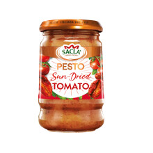 Sacla Pesto Italian Sun Dried Tomato - Perfect with Pasta, Roasted Veg, Pomodoro and Soups - Made with Basil Leaves, Sundried Tomatoes