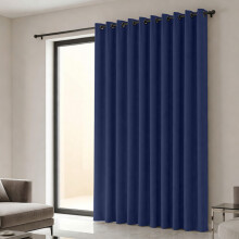 (66x84 in (167x213 cm), Navy)-Single Panel Blackout Eyelet Curtains Pair Luxury Thermal Insulated Ring Top Ready Made Curtains | Free Tieback