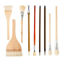 9-Teiliges Keramik-Glasurpinsel-Set, für Acrylmalerei, KüNstler-Wollpinsel, FäCherpinsel, Flachpinsel für Aquarell- und ÖLkunstmalerei