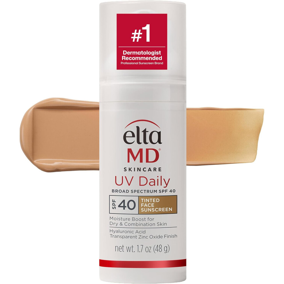 EltaMD UV Daily Broad-Spectrum SPF 40 Tinted Face Sunscreen 48g | Hydrating Sunscreen Moisturizer | UVA & UVB Sun Protection
