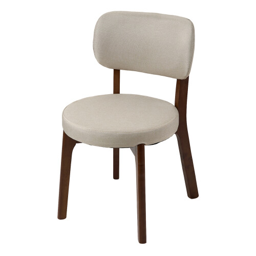 Living And Home 2Pcs Beige Upholstered Dining Chairs, Walnut Rubber Wood Frame Kitchen Side Chairs 1