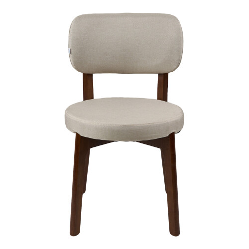 Living And Home 2Pcs Beige Upholstered Dining Chairs, Walnut Rubber Wood Frame Kitchen Side Chairs 2