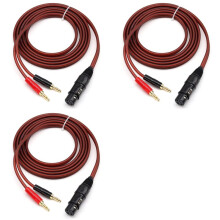 3X XLR to Banana Speaker Cable,XLR 3 Pin Female to Dual Banana Plugs Audio Cable, Gold-Plated 4mm Plug to XLR3 Pro HiFi